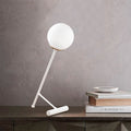 Küre Camlı Eğik Metal Masa Lambası - Beyaz