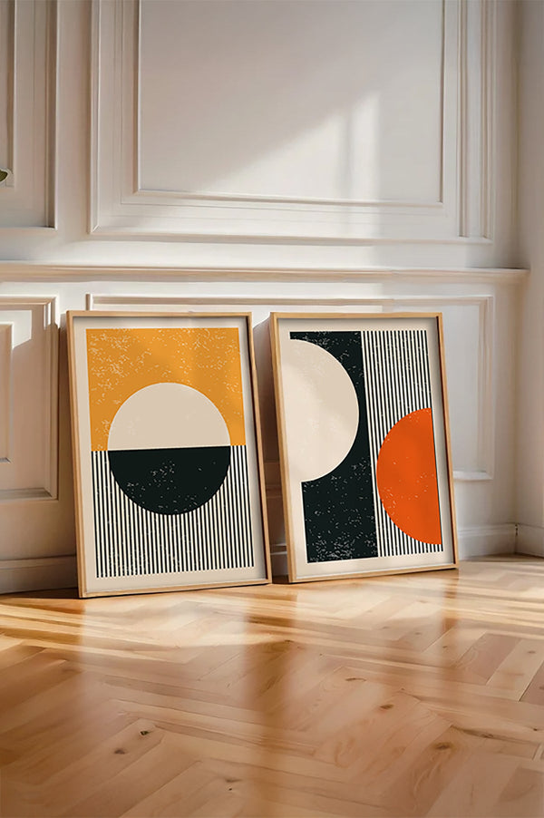 Geometrik Desenli Canlı Tablo Seti - Modern 2’li Set | huhu18