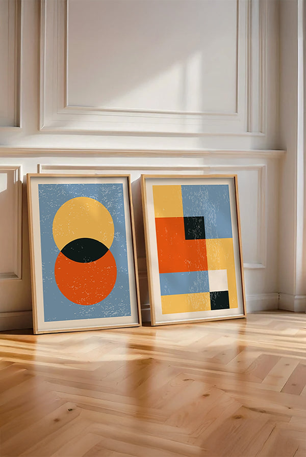 Geometrik Desenli Canlı Tablo Seti - Modern 2’li Set | huhu17