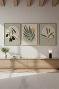 Geometrik Desenli Yeşil Tablo Seti - Modern 3’lü Set | huhu116