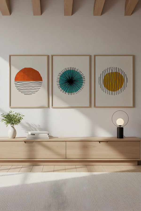 Geometrik Desenli Modern Tablo Seti - 3’lü Set | huhu12