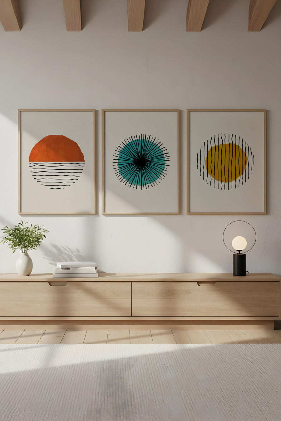Geometrik Desenli Modern Tablo Seti - 3’lü Set | huhu12