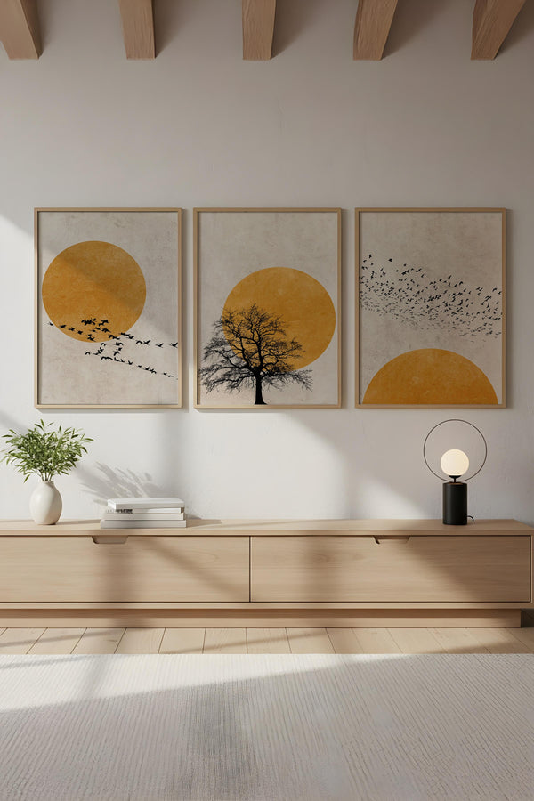 Soyut Geometrik Desenli Tablo Seti - 3’lü Set | huhu147