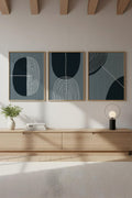 Ahşap Siyah Çerçeveli Minimalist 3’lü Tablo | Huhu214
