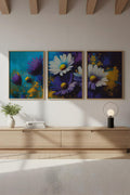 Renkli Çiçek Desenli Tablo Seti - Modern 3’lü Set | huhu223