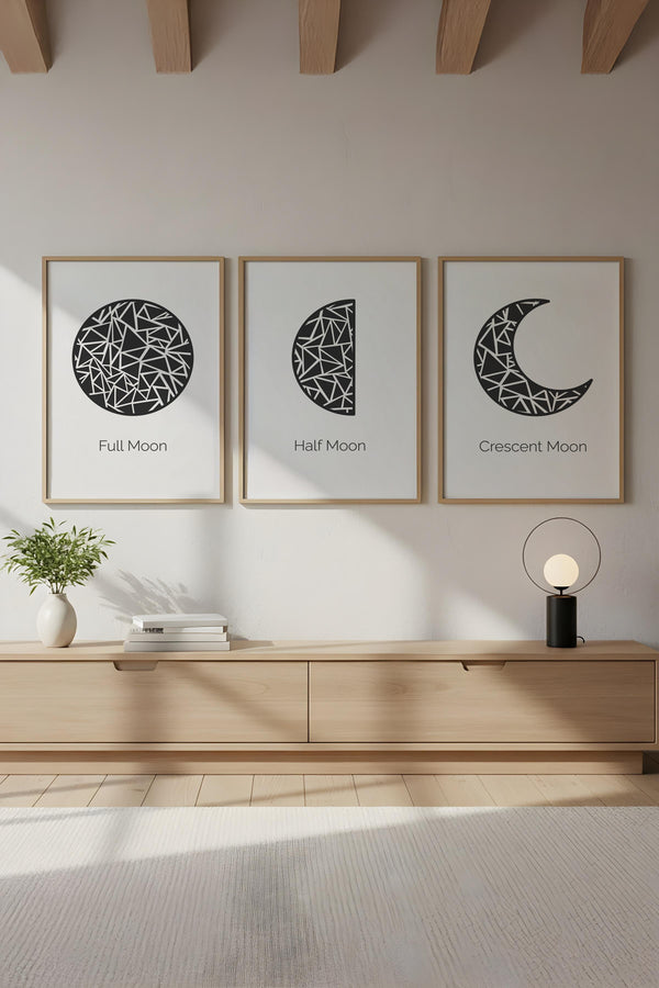 Geometrik Desenli Ay Tablo Seti - Modern 3’lü Set | huhu225