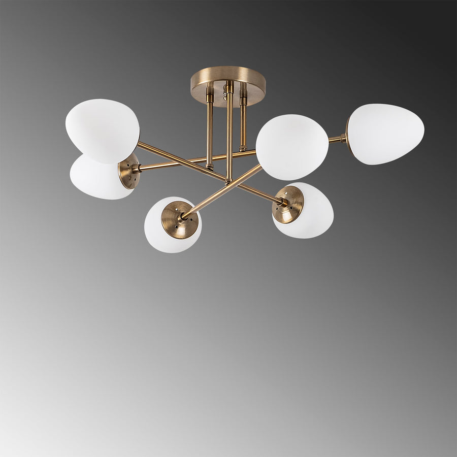 Camlı 6'lı Plafonyer Modern - Altın