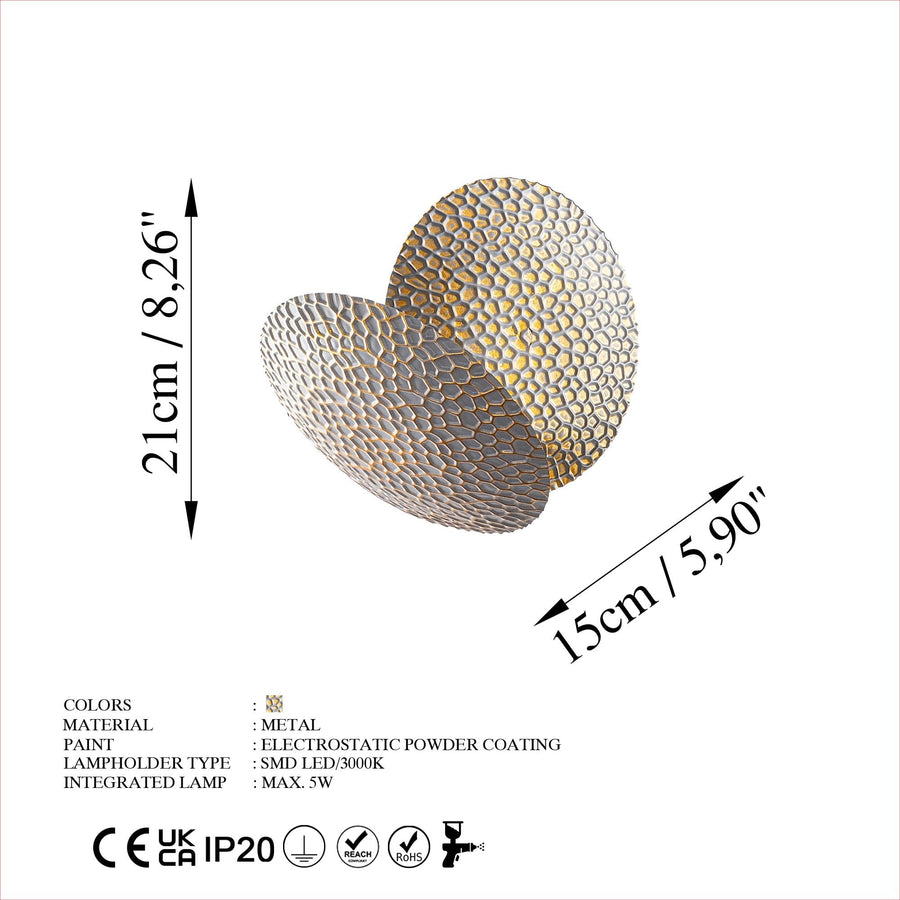 Dokulu Oval Aplik - Gri