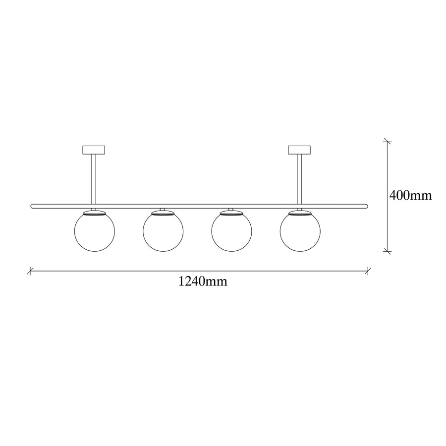Küre Camlı 6'lı Plafonyer Metal - Siyah