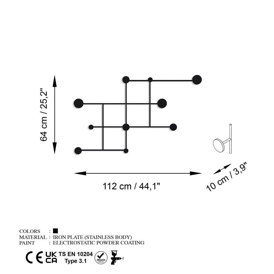 Grid Metal Duvar Askısı - Siyah
