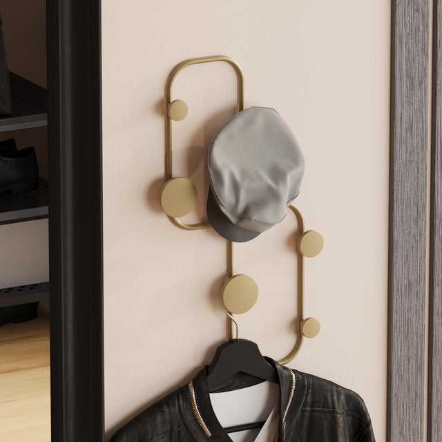 Oval Küre Kancalı Metal Duvar Askısı - Altin