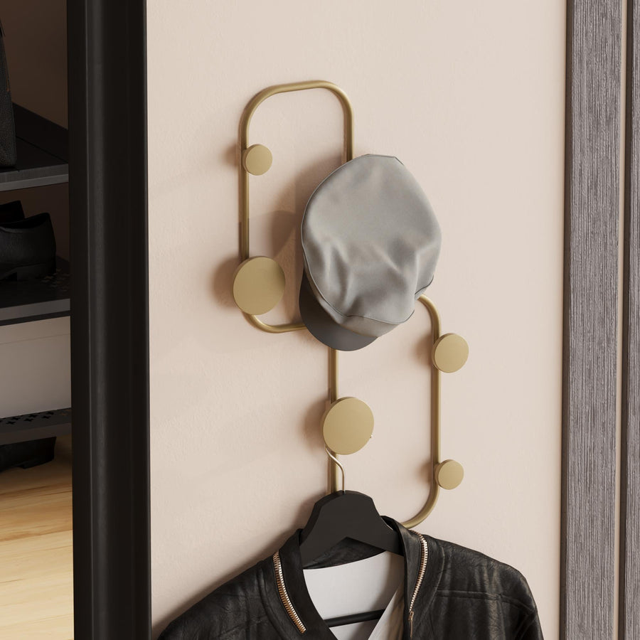 Oval Küre Kancalı Metal Duvar Askısı - Altin