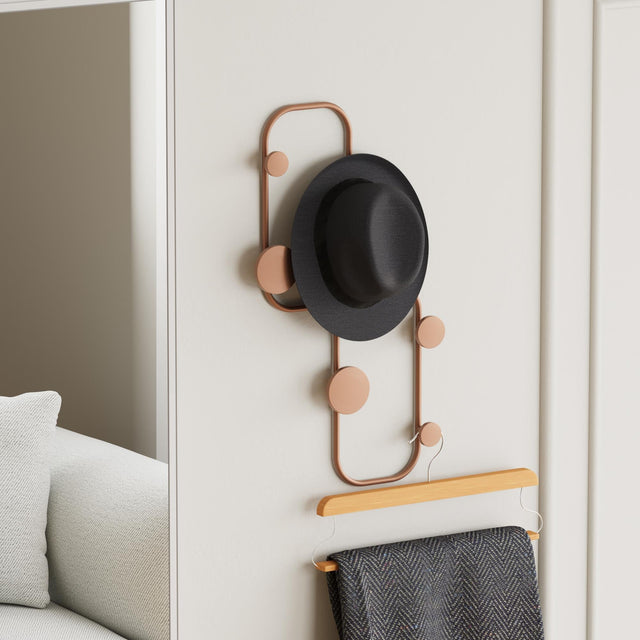 Oval Küre Kancalı Metal Duvar Askısı - Bakir