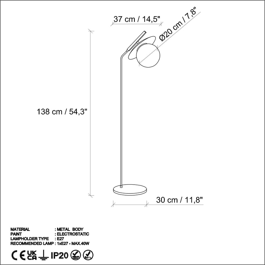 Cam Tekli Lambader Metal Diskli - Altin