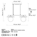 Cam 2'li Avize Metal Diskli - Siyah