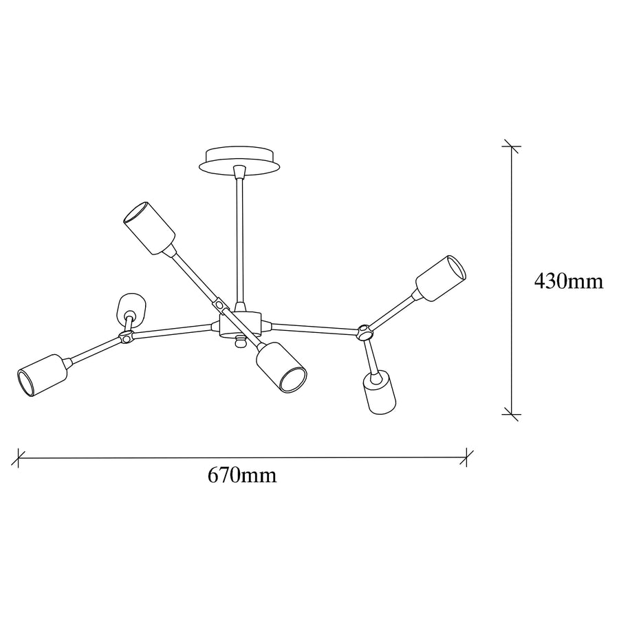 Sputnik 6'lı Metal Avize Eskitme - Altin
