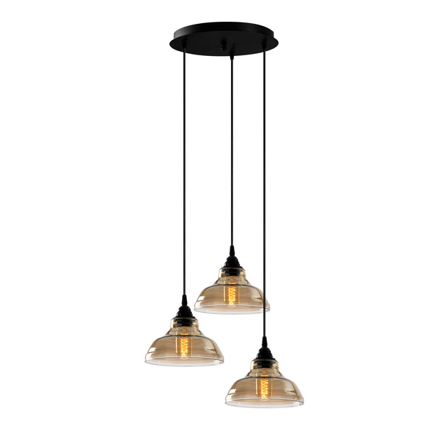 Kase 3'lü Tepsi Camlı Metal Sarkıt - Kahve