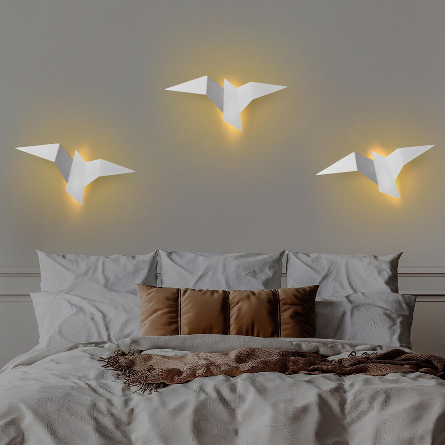 Origami Kuş Büyük Boy LED Aplik - Beyaz