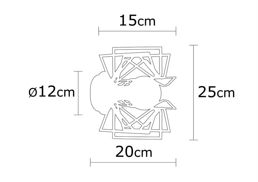 Geometrik Tel Tekli Metal Aplik - Siyah