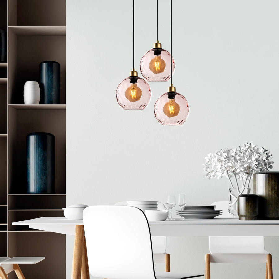 Pembe Cam 3'lü Tepsi Sarkıt - Altin