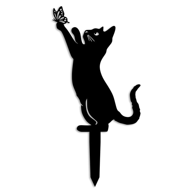 Kedi Metal Bahçe Dekoru - Siyah