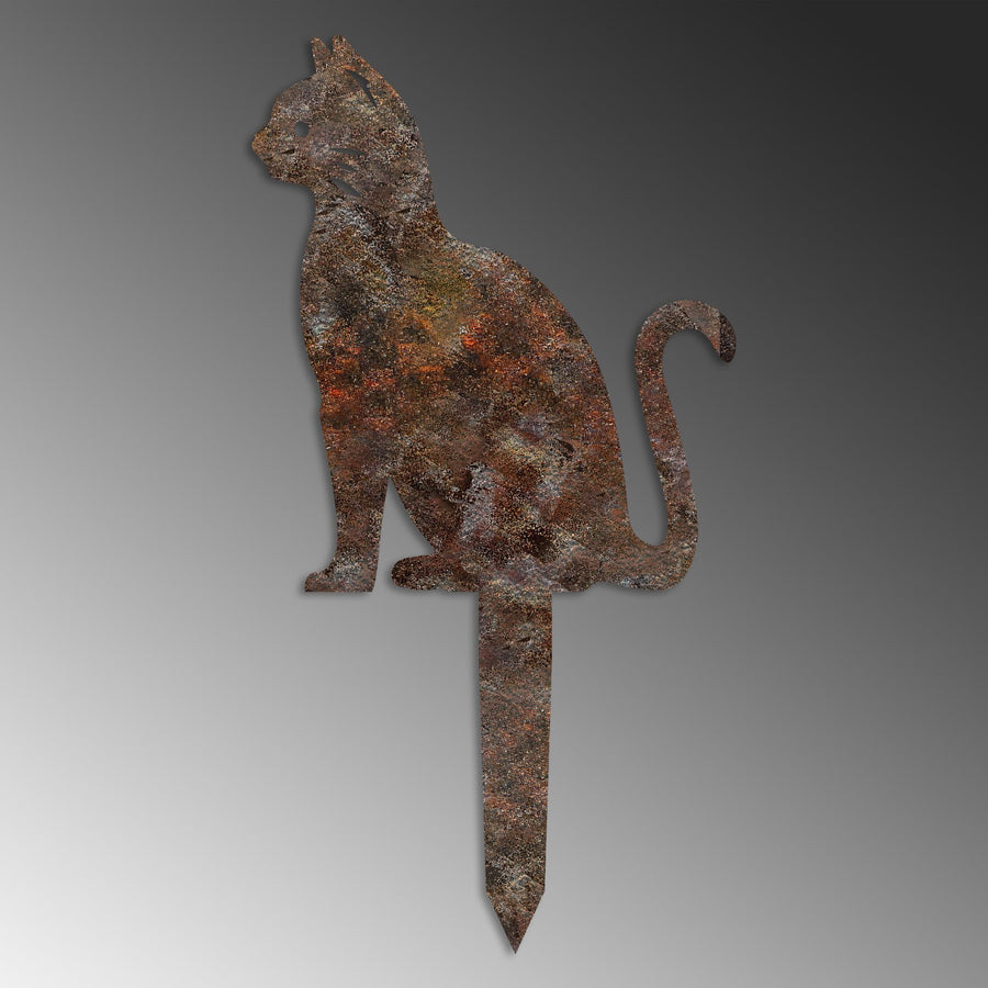 Kedi Metal Bahçe Dekoru - Kahve