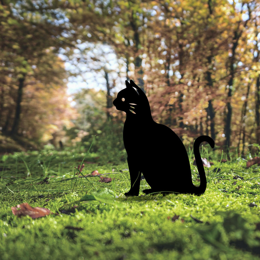 Kedi Metal Bahçe Dekoru - Siyah