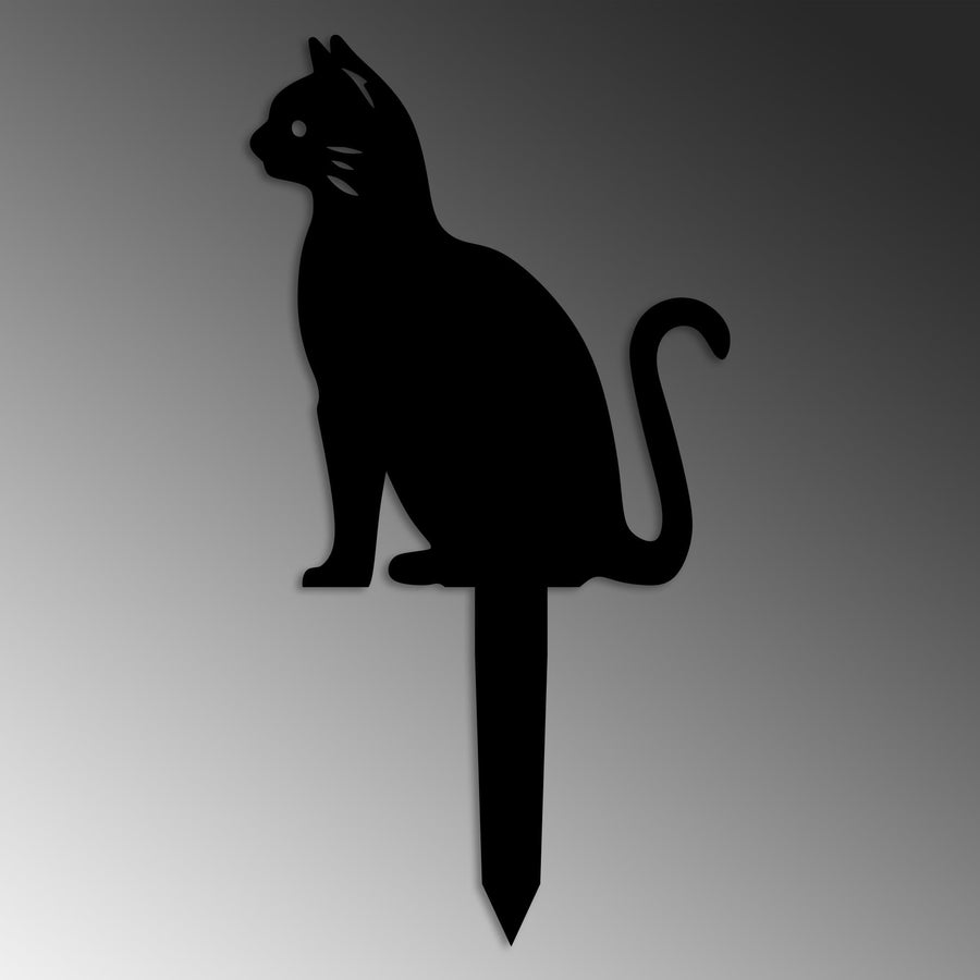 Kedi Metal Bahçe Dekoru - Siyah