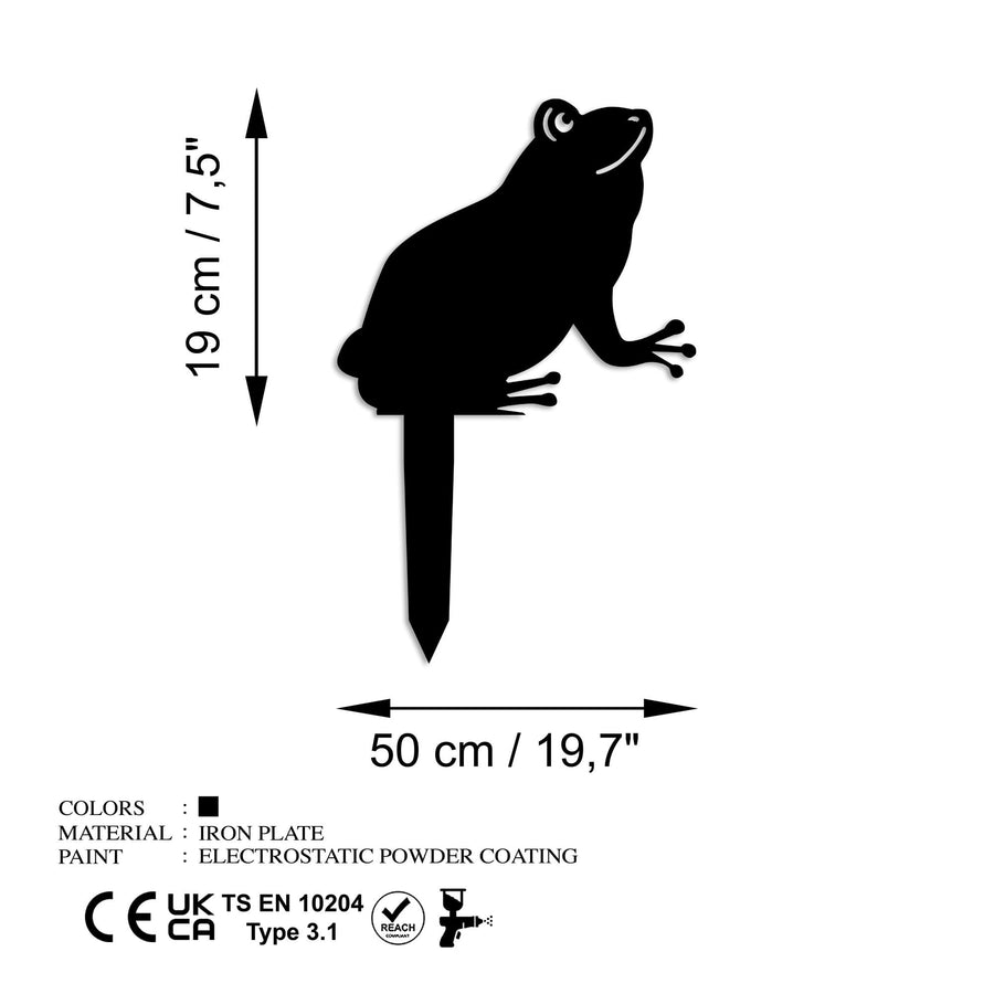 Kurbağa Metal Bahçe Dekoru - Siyah