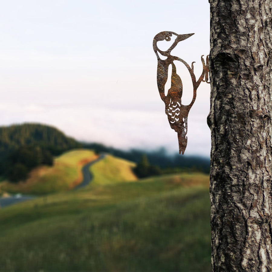 Ağaçkakan Metal Ağaç Dekoru - Kahve
