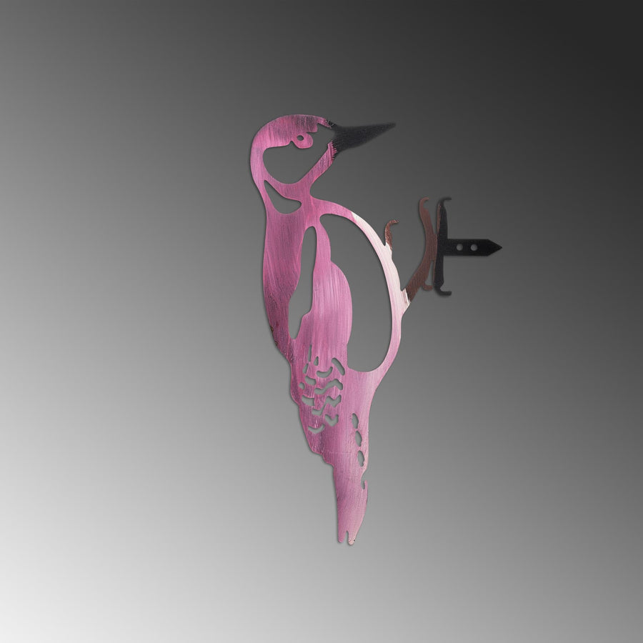 Ağaçkakan Metal Ağaç Dekoru - Pembe