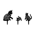 Kedi Ailesi Metal Bahçe Dekoru - Siyah