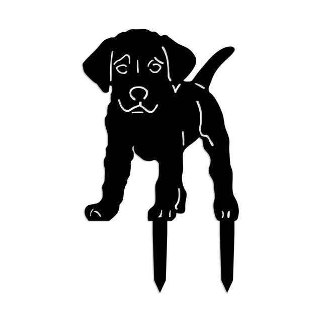 Labrador Yavrusu Metal Bahçe Dekoru - Siyah