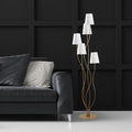 Abajurlu 5'li Lambader Metal - Beyaz