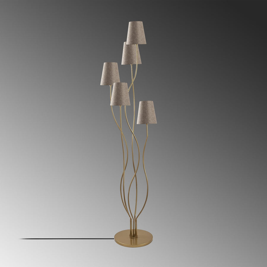 Abajurlu 5'li Lambader Metal - Gri