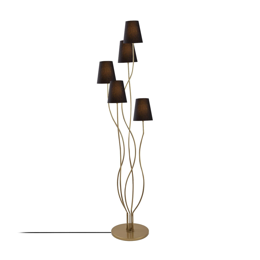 Abajurlu 5'li Lambader Metal - Siyah