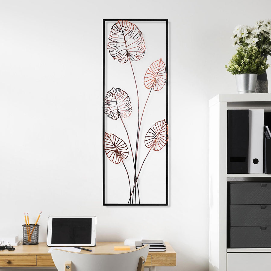 Monstera Yaprak Metal Duvar Panosu - Bakir