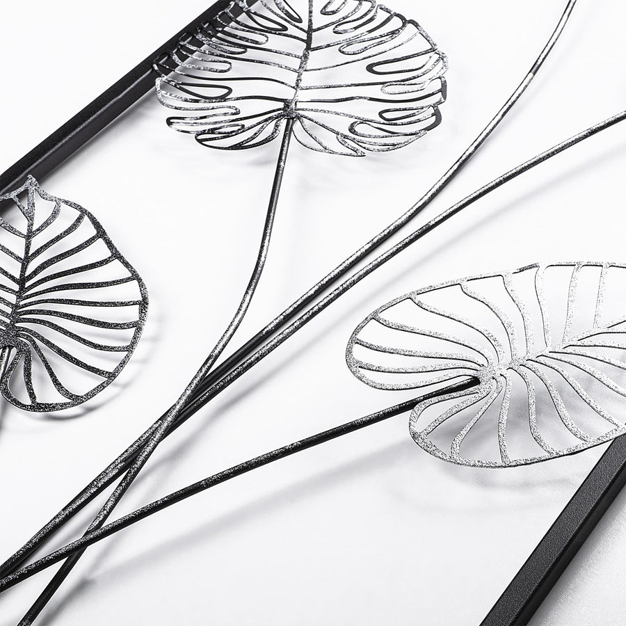 Monstera Yaprak Metal Duvar Panosu - Gumus