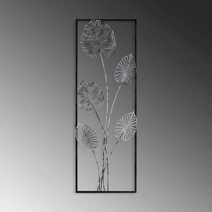 Monstera Yaprak Metal Duvar Panosu - Gumus