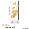 Ginkgo Yaprak Metal Duvar Panosu - Altin