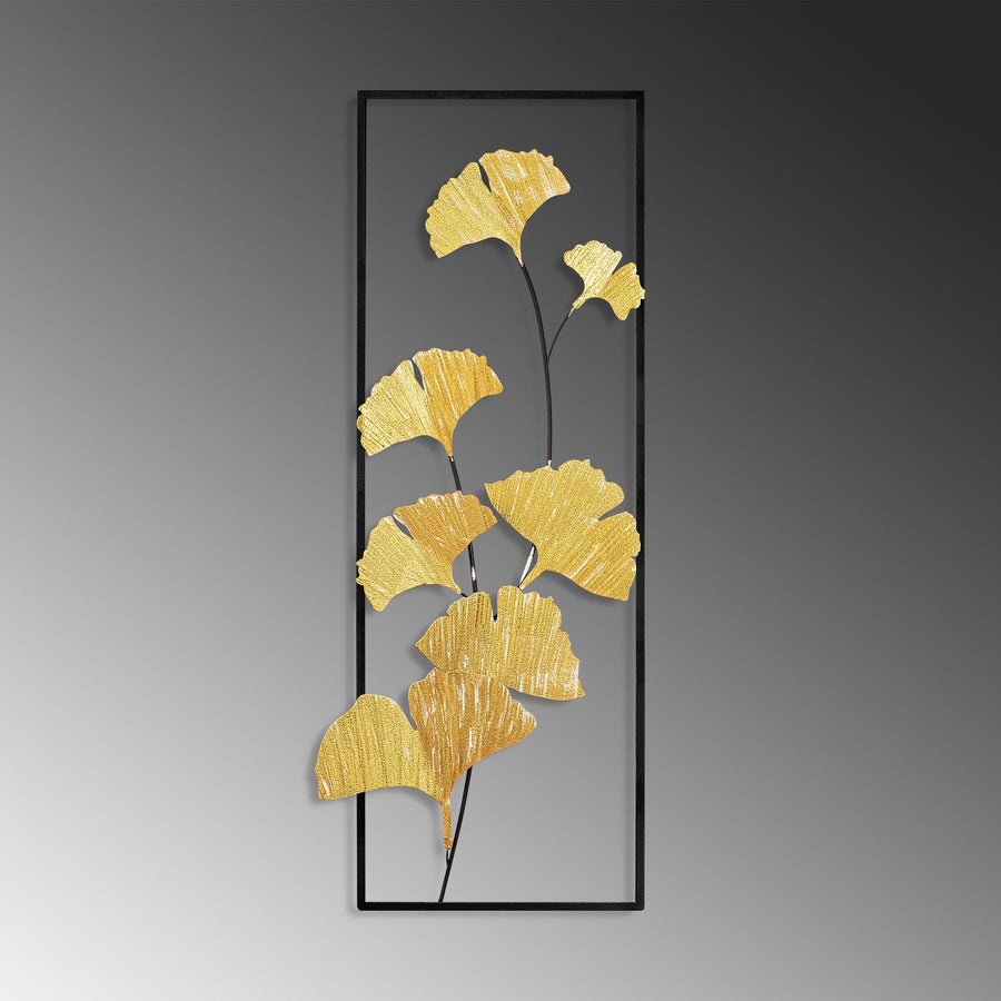 Ginkgo Yaprak Metal Duvar Panosu - Altin