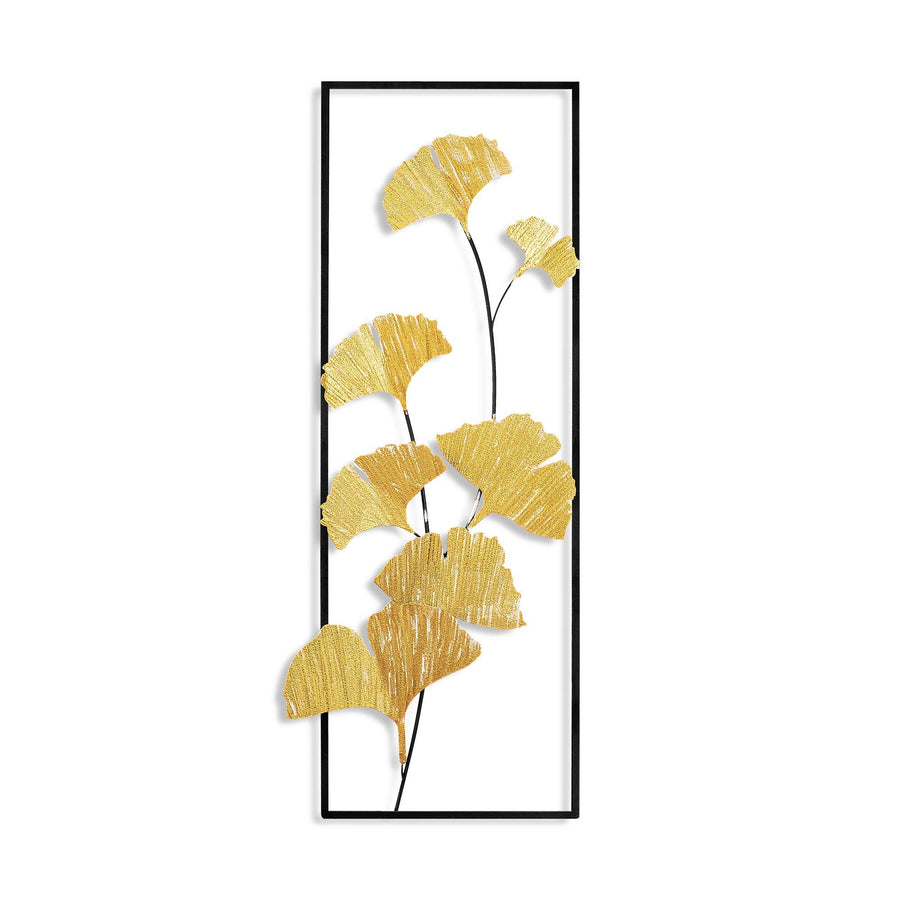 Ginkgo Yaprak Metal Duvar Panosu - Altin