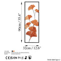 Ginkgo Yaprak Metal Duvar Panosu - Bakir