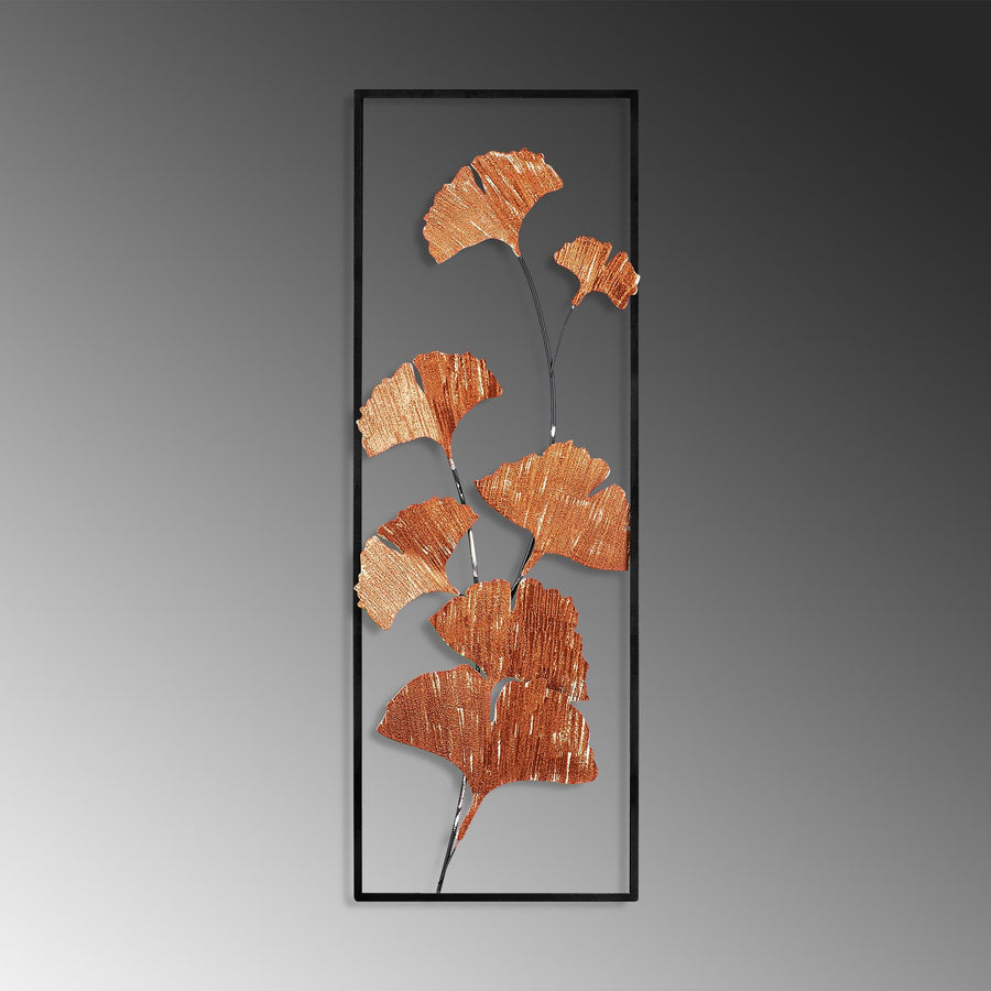 Ginkgo Yaprak Metal Duvar Panosu - Bakir