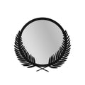 Defne Çelenk Metal Ayna - Siyah