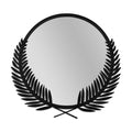 Defne Çelenk Metal Ayna - Siyah