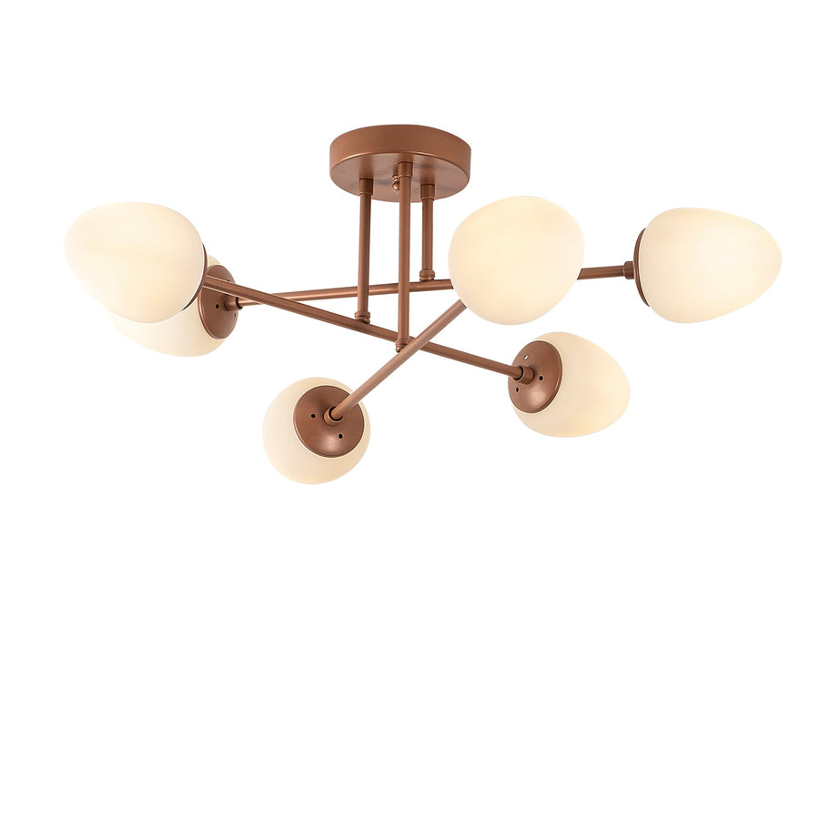 Camlı 6'lı Plafonyer Modern - Bakır