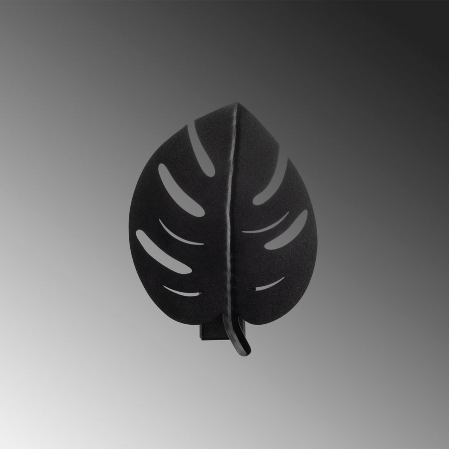 Monstera Yaprak Metal Aplik - Siyah