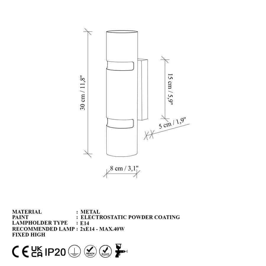 Cift Silindirli Metal Aplik - Siyah