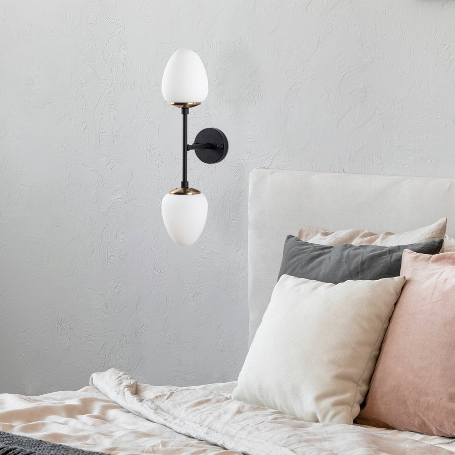 Camlı 2'li Aplik Modern - Siyah